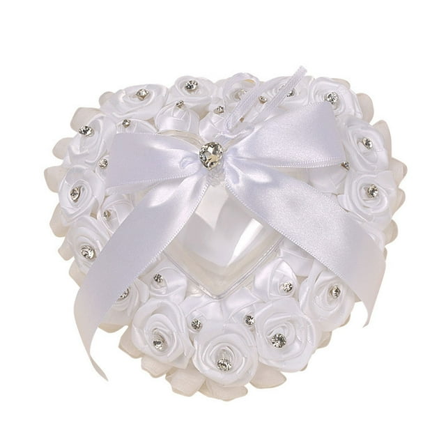 Minnieouse Anillo en forma de corazón Almohada Romántica Rosa Ligereza Anillos Caja de moda Pequeño soporte portátil Cajas de regalo de boda Ropa, zapatos y accesorios Miscelánea