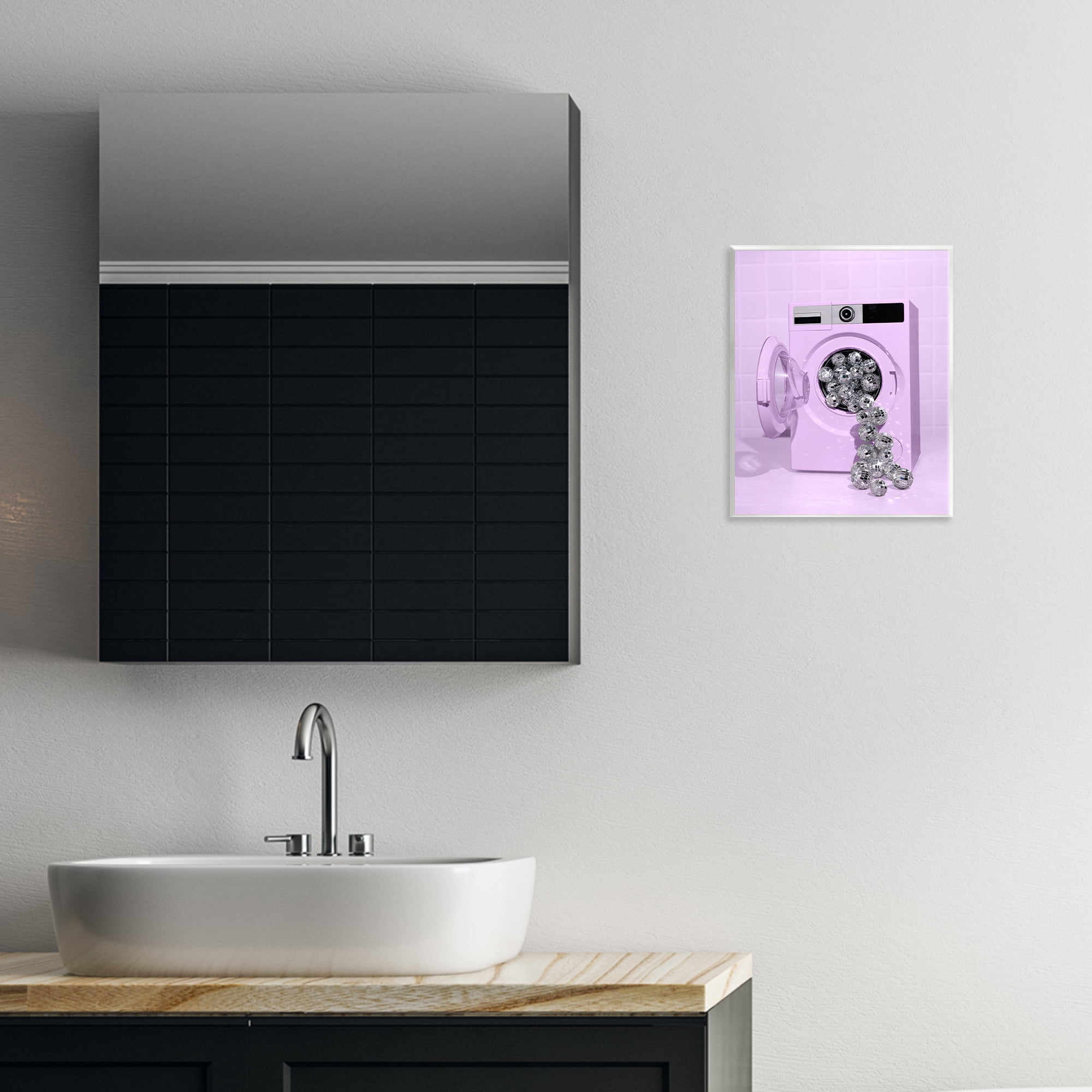 Stupell Industries Disco Laundry Machine over Purple Wall Plaque Art, design by LISH Creative