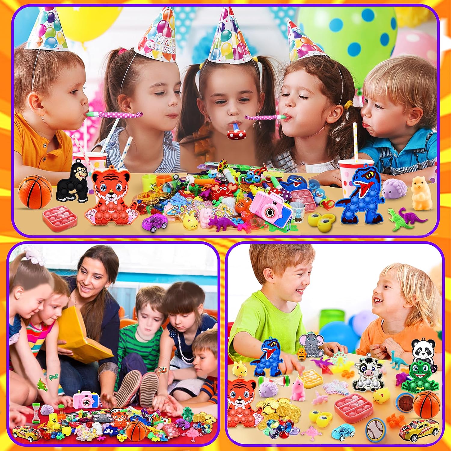 Monkey 320PCS Party Favors for Kids Fidget Toys,Treasure Box Toys for Classroom,Birthday Party Favors Goodie Bags Stuffers for Kids,Pinata Stuffers,Carnival Prizes,Fidgets for Classroom Prizes