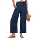 thumbnail image 3 of TaTaai Women's Summer Straight Leg Pants, Loose Fit High Waist Trousers with Pockets, Soft Ruffles and Pleats Design, Perfect for Casual, Beach and Seasonal Wear Gift, 3 of 7