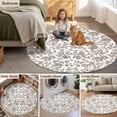 thumbnail image 6 of 8ft Round Rug, Brown Flower Non-Skid Rubber Backing Large Area Rugs - Living Room Bedroom Home Office, Vintage Farmhouse Boho Leaf Spring Plant Indoor Floor Mat Carpets Washable Rug, 6 of 9