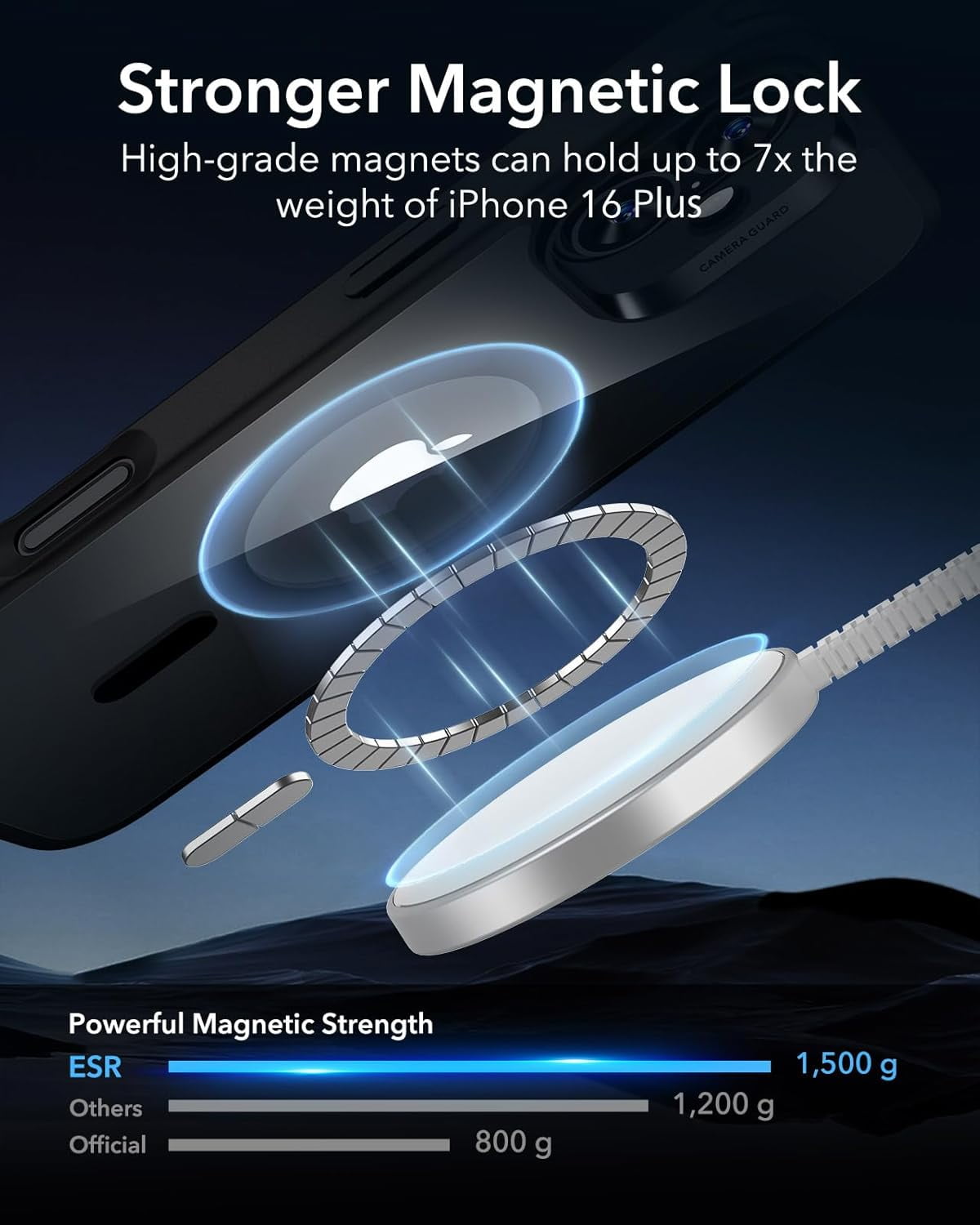 CRKMGS-for iPhone 16 Plus Case, Compatible with MagSafe, Shockof Military-Grade tection, Magnetic Phone Case for iPhone 16 Plus, Classic Hybrid Case (HaloLock), Clear Black