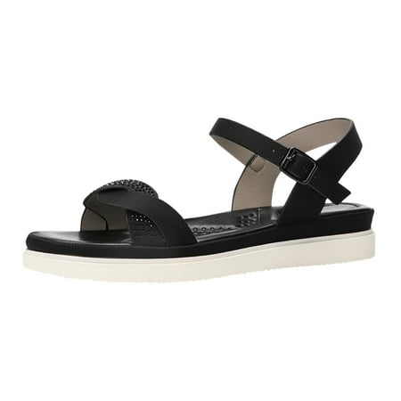 

Larisalt Beach Sandals For Women Women s Ankle Strap Sandals Slip on Flat Sandal Elastic Comfort Summer Shoes Black