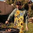 thumbnail image 4 of Beige Sunflower Butterfly Pattern Apron-Garden Aprons for Women with Pockets-Cotton Linen Waterproof Kitchen Cooking Gardening Aprons Adjustable for Kitchen,Cooking,BBQ and Salon 33x27 Inch, 4 of 7