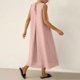 thumbnail image 4 of Vestido Corto para Mujeres Moda de Verano Sólido Cuello en V sin Mangas Bolsillo Plisado Vestido Casual Diario, 4 of 6