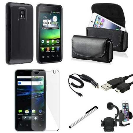 INSTEN 7x Accessory For LG Optimus 2X P990/ G2X P999 (T-mobile) Car Charger Stylus Holder Data Cable Film Case