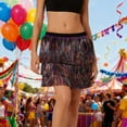 thumbnail image 2 of QSAWXQZ Carnival Tassel Skirt for Women Loose Color Block Sequins Mini Skirt Multicolor-1 L, 2 of 8