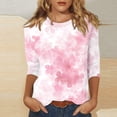 thumbnail image 2 of Trendfront Womens Cherry Blossom T Shirt Floral Print Crewneck 3/4 Sleeves Casual Spring Graphic Tee, 2 of 5