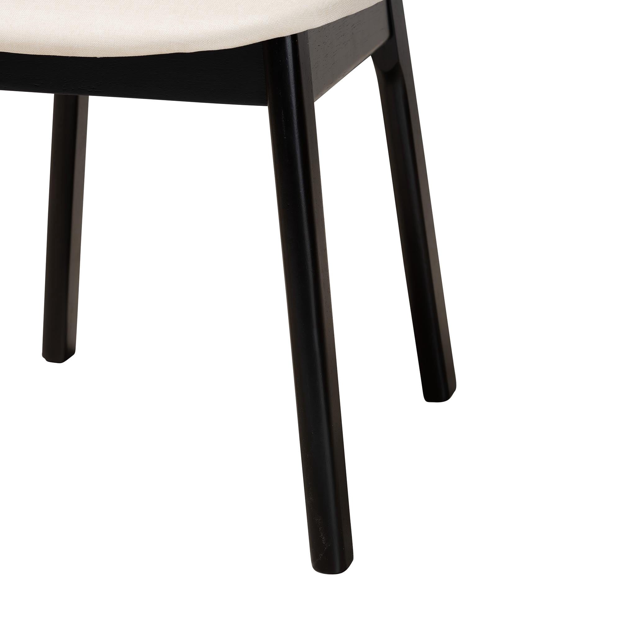 Baxton Studio Darrion Mid-Century Modern Cream Fabric and Black Finished Wood 2-Piece Dining Chair Set