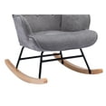 thumbnail image 4 of Guyou Modern Rocking Chair, Glider Nursery Chair with Tufted Wingback, Linen Upholstered Accent Armchair for Living Room Bedroom Nursery, Grey, 4 of 9