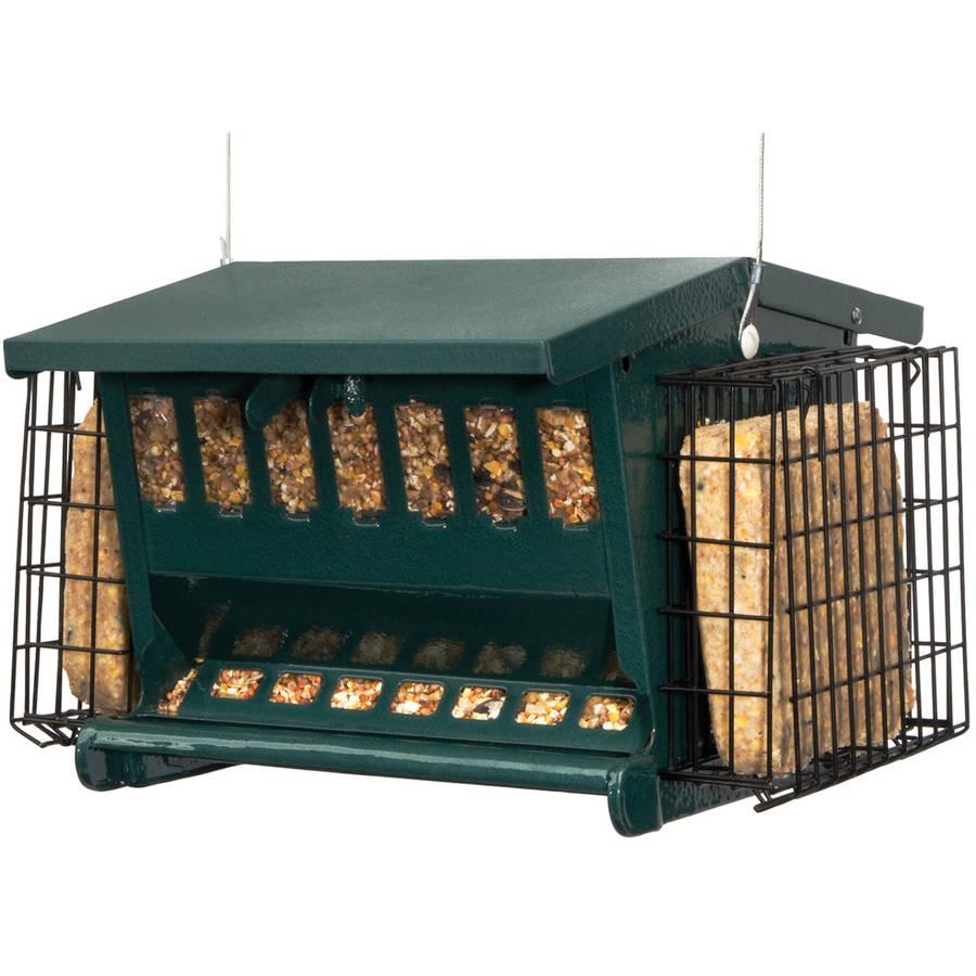 Audubon 7454 11" x 7" Dark Green Steel Seeds 'N More Birdfeeder by Akerue Industries L & G