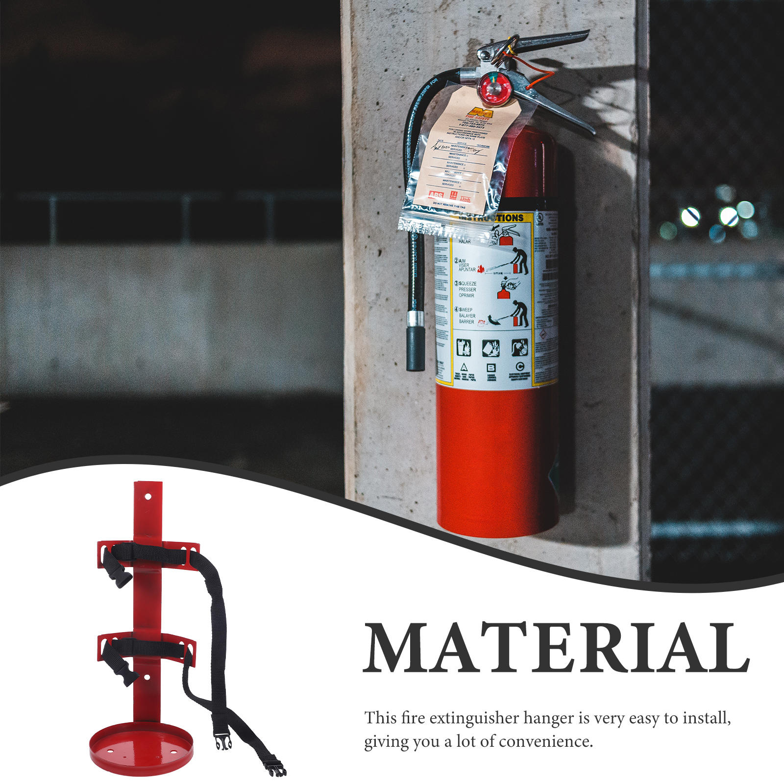 Pawsdot Iron Fire Extinguisher Holder Red Wall Mount Durable Bracket for Storage 1Pc