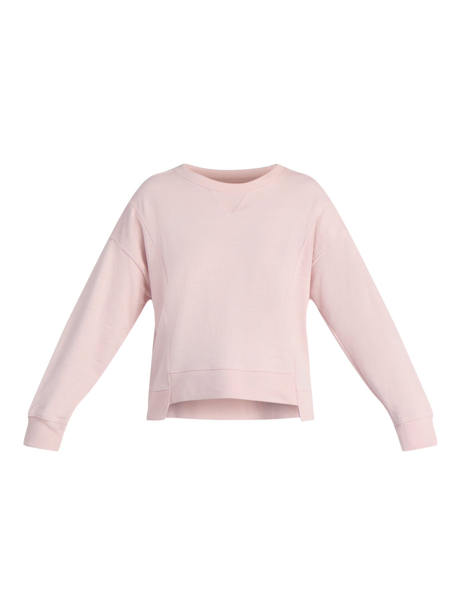 Time and Tru Women’s Ribbed Panel Sweatshirt with Long Sleeves, Sizes XS-XXXL