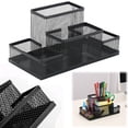 thumbnail image 2 of Aetherz Desk Organizer and Mesh Pen Holder, 4 Compartment Black Metal Desk Caddy for Office Supplies, Pencils, Scissors | Teacher & Student Desktop Organizer, 2 of 8