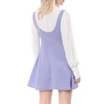 thumbnail image 4 of INSPIRE CHIC Women's Overall Dress Solid U Neck Button Decor Flared Hem S Light Purple, 4 of 9