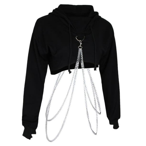 Crop chain hoodie hotsell