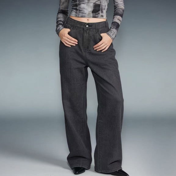 Haivin Women's Wide Leg Cotton Jeans, Casual and Versatile, Comfortable and Lightweight for Everyday Wear and Spring Season