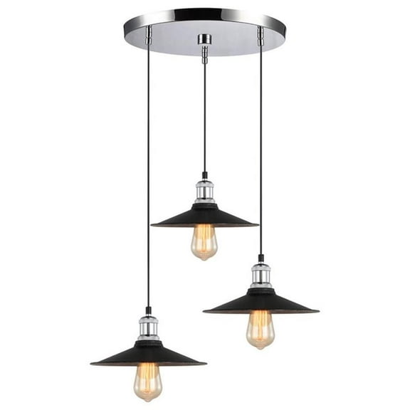 Woodbridge Lighting Fulton 3-Light Metal Shade Cluster Pendant in Chrome