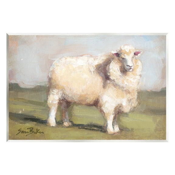Stupell Fuzzy Sheep Country Landscape Animals & Insects Painting Wall Plaque Unframed Art Print Wall Art