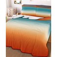 thumbnail image 3 of Quilts Twin Size Bedding Set, Teal Burnt Orange Ombre Lightweight Quilted Comforter, Contemporary Gradient Abstract Art Soft Reversible Bedspread Coverlet with Pillow Covers for All Season, 68" x 86", 3 of 7