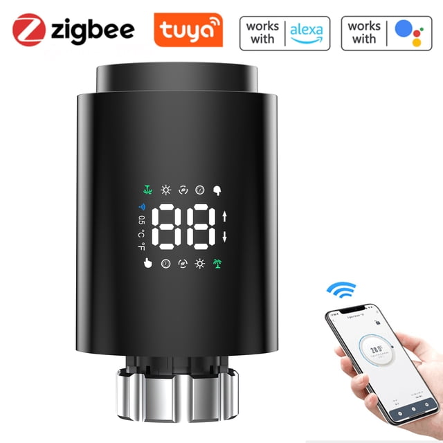 Válvula termostática para radiador Válvula de radiador inteligente Válvula de termostato inteligente Pantalla LED compatible con control de aplicación móvil Controlador de radiador para Zigbee