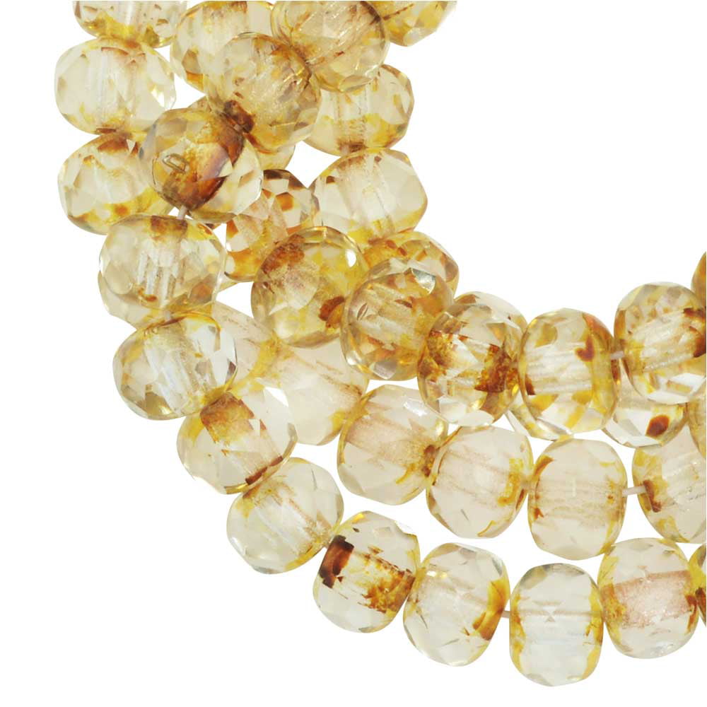 1 Strand Two Tone Transparent Crackle Glass Round Beads Strands Amber 8mm 