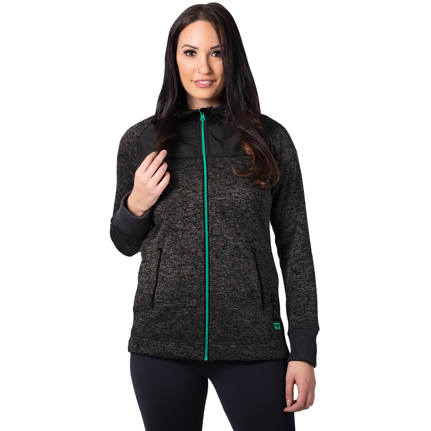 Charcoal Heather//Fuchsia FXR Womens Aspen Sherpa Long Hoody Medium