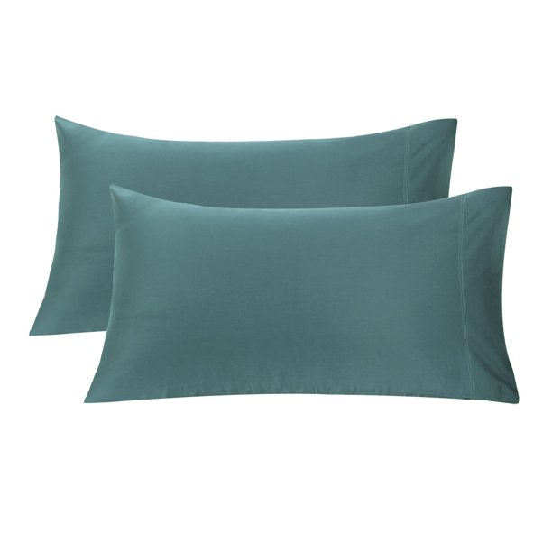Unique Bargains 2pc pk Long Staple Combed Cotton Pillowcases Teal King