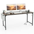 thumbnail image 1 of Giantex Home Office Desk, Computer Desk w/Recessed Power Strip & Wide Desktop, Workstation Writing Table, Rustic Brown, 1 of 8