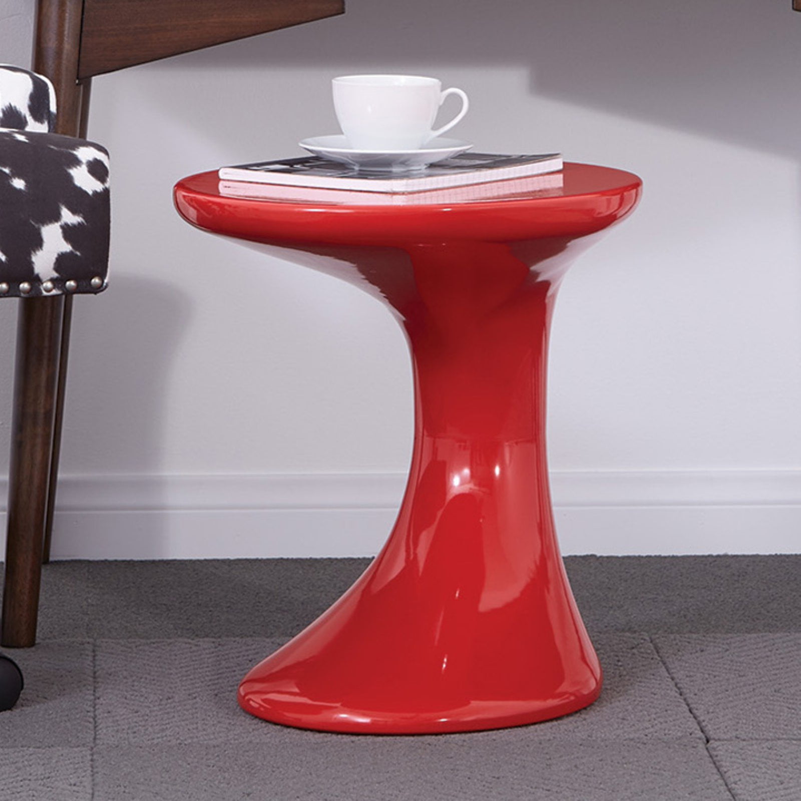 OSP Home Furnishings Slick End Table with High Gloss Orange Finish