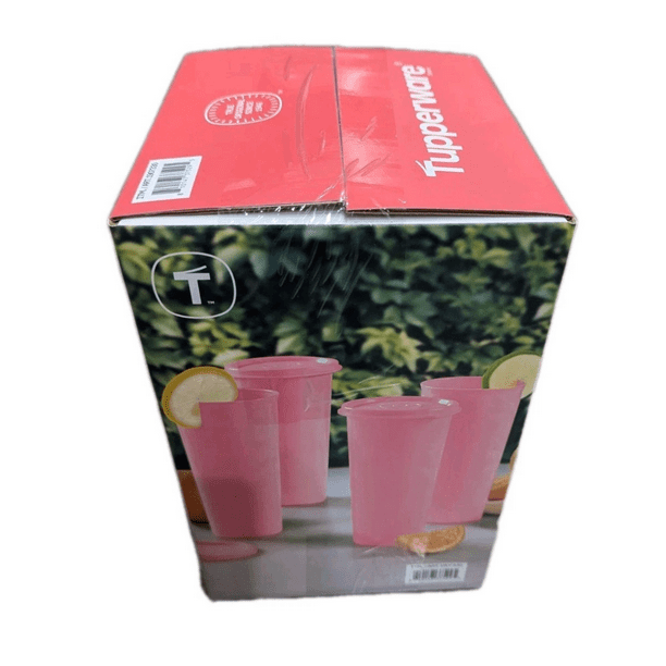 Tupperware Heritage Pitcher & 4-Tumbler Set with Lids-Pink