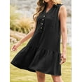 thumbnail image 5 of Women Dresses 2025 Spring Summer V-Neck Button Up Sleeveless Mini Sundress Tank Dresses with Pockets Black XXL, 5 of 6