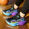 thumbnail image 2 of Kids Platform Sneakers Boys Fashion Color Block Cushioning Thick Sole Running Shoes Comfy Arch Support Lightweight Trainers Basketball Shoes Purple 3 Big Kid, 2 of 7