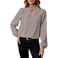 thumbnail image 1 of Blusa de manga larga a cuadros con cuello alto y corte para mujer Varios colores CH Varios colores CH Xishao ropa, 1 of 2