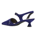 thumbnail image 3 of FSJ Women Comfort Pointed Closed Toe Slingback Pumps Kitten Low Heel Ankle Strap Buckled Sandals Office Work Shoes Size 8 Navy, 3 of 4
