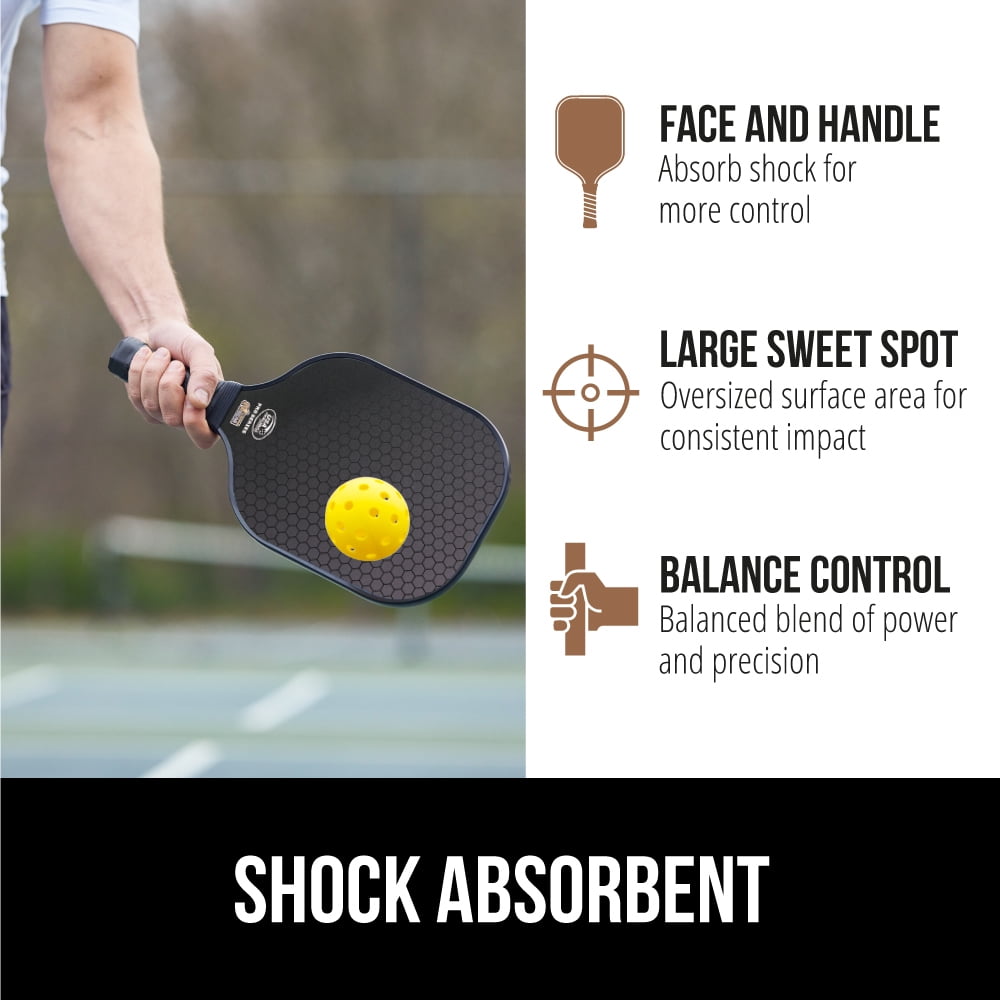 Gorilla Gear Pickleball Paddle Set of 2 with Pickleball Balls, Bag, USAPA Approved Fiberglass Racket, Black