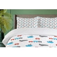thumbnail image 4 of Ambesonne Transportation Duvet Cover Sets, Party Motifs Cars, 2-King, Grey Blue and Vermilion, 4 of 7