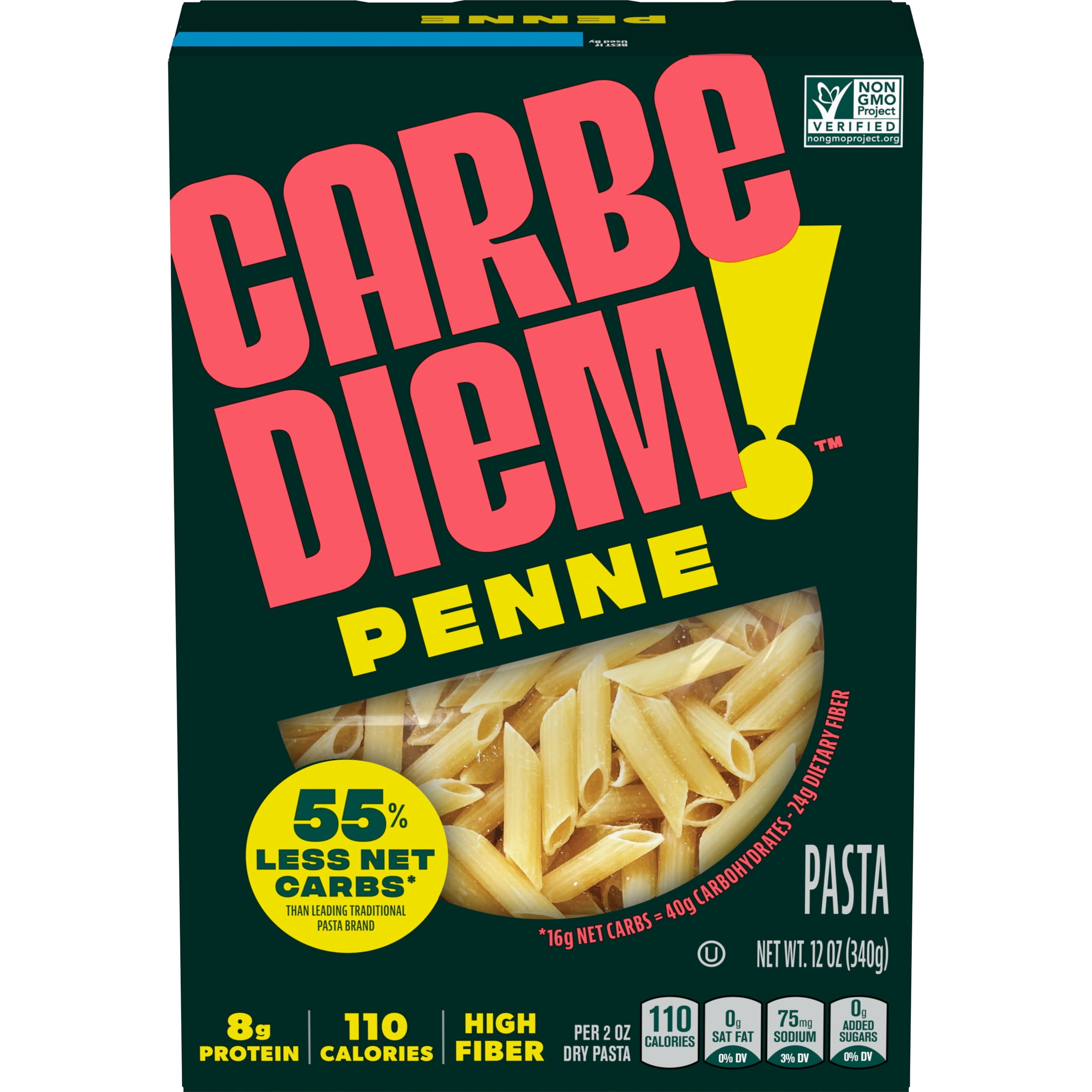 Carbe Diem High Fiber Penne Pasta, Dairy-Free & Wheat-Free, 12 oz
