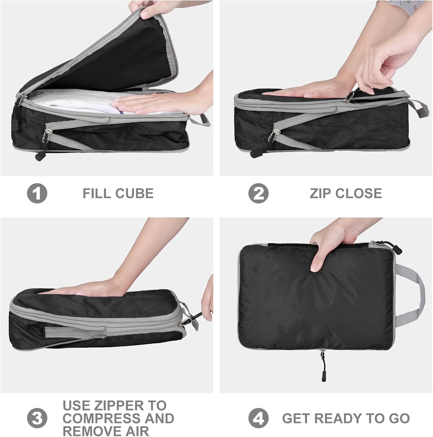 XiHAMA Compression Packing Cube Set for Carrying on Luggage Travel Packing Organizers with Laundry Bag for Backpack