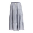 thumbnail image 5 of Time and Tru Women’s and Women's Plus Tiered Midi Skirt with Elastic Waistband, Sizes XS-4X, 5 of 5
