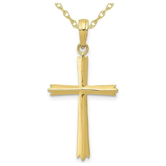 Gem & Harmony 10K Yellow Gold Polished Cross Pendant Necklace with Chain for Women