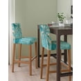 thumbnail image 2 of Green Tree Coastal Beach Bar Stool Covers Set of 4, Vintage Tropical Plant Stretch Washable Bar Chair Covers with Backs, Removable Pub Counter Height Chair Cover for Kitchen Dining Room Cafe, 2 of 7