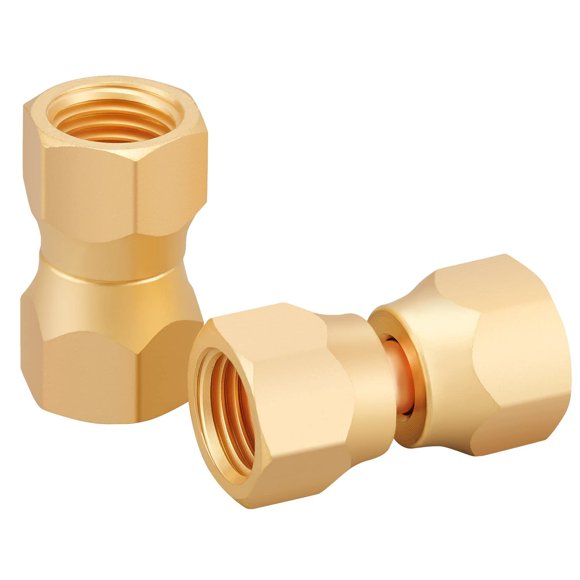 Minimprover 2 PCS Brass 1/4" Female Flare by 1/4" Female Flare Swivel Brass Adapter,Female Swivel Nut,Flare Tube Fitting,Valve Connector