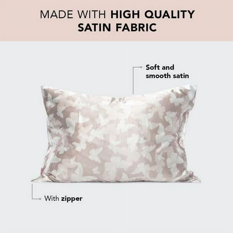  Kitsch Satin Pillowcase with Zipper - Softer Than Silk Pillow  Cases for Hair and Skin Cooling Satin Pillow Covers