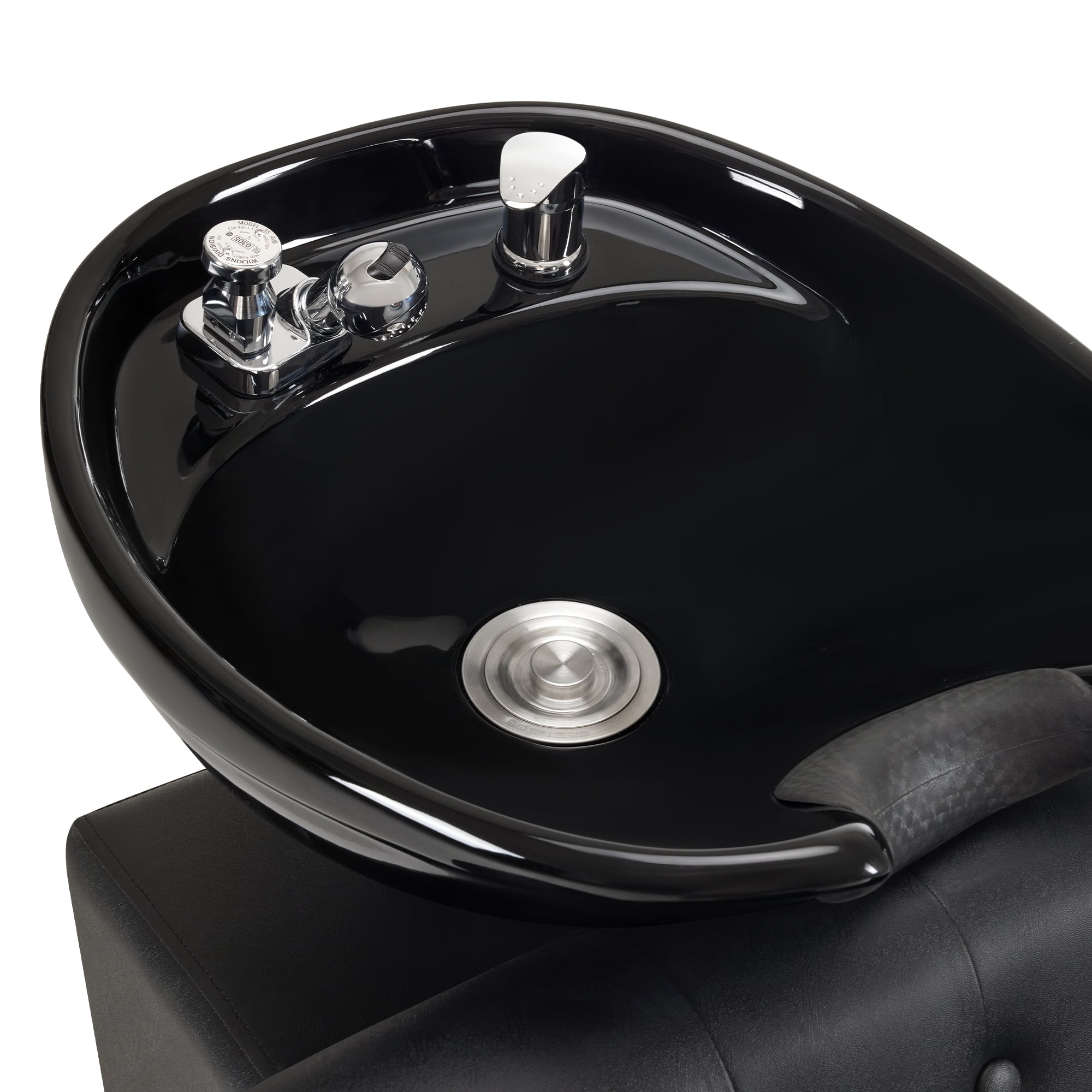 BarberPub Shampoo Chair with Ceramic Bowl Backwash Sink Salon Wash Station(Black)