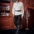 thumbnail image 5 of BVWKPCV Men's Pure Cotton Vintage Ankle Banded Pants for Renaissance Pirate Viking Medieval Costume Black XL, 5 of 5