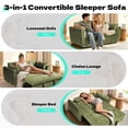 thumbnail image 5 of FFH 65" Futon Couch, 3-in-1 Pull Out Sofa Bed, Velvet Loveseat Sleeper with Adjustable Backrest for Living Room, Green, 5 of 7