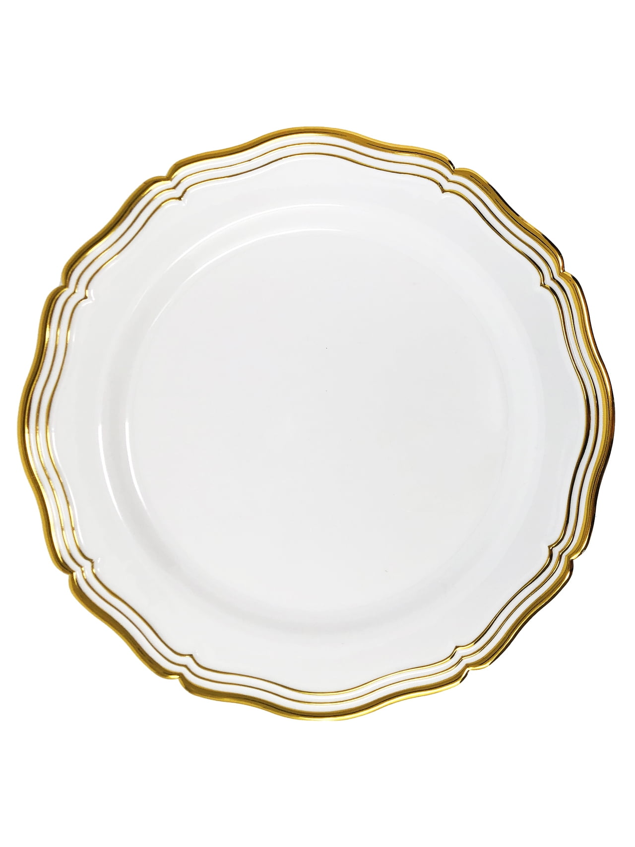 Aristocrat Collection 10" White w/ Gold Rim Plastic Dinner Plates 10ct