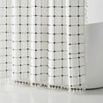 thumbnail image 3 of Unique Bargains Boho Plaid Blend Shower Curtain Sets with Hooks White Black 72"W x 72"L, 3 of 8