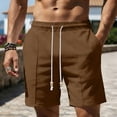 thumbnail image 5 of Besolor Men's Shorts Cotton Linen Wide Leg Elastic Waisted Lightweight Breathable Thin Casual Summer Shorts with Pockets(Large,Brown), 5 of 6